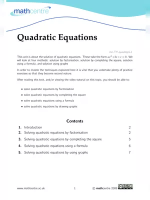 Quadratic Equations