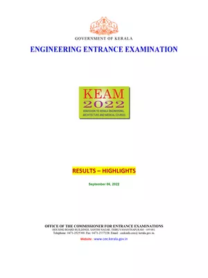 CEE.Kerala.Gov.in KEAM 2022 Result