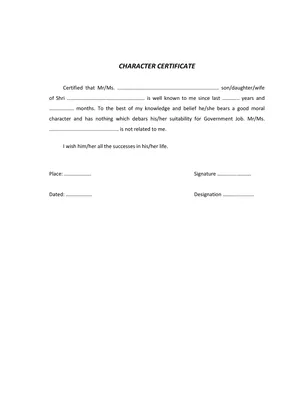 Character Certificate Format