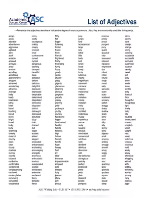 List of Adjectives