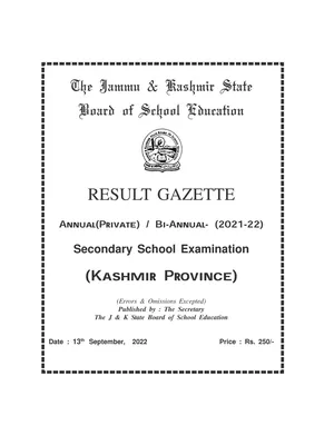 Result of 10th Class 2022 JKBOSE Search by Name