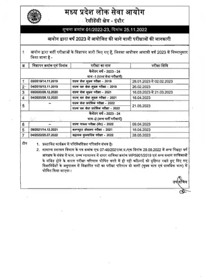 MPPSC Exam Calendar 2023