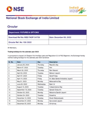 NSE Holidays List 2023