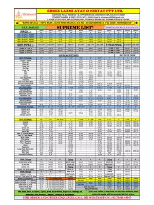 Supreme PVC / Pipe & Fitting Price List 2025