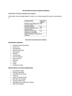 University Assistant Syllabus 2025