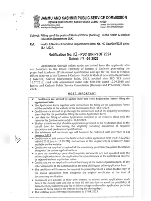 JKPSC KAS 2023 Notification