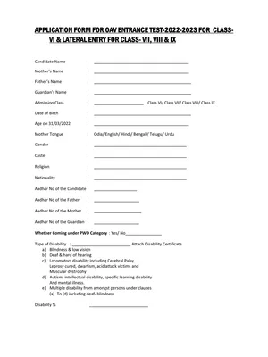 OAVS Application Form 2023-24