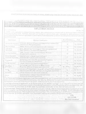 www.echs.gov.in Recruitment 2023 Notification