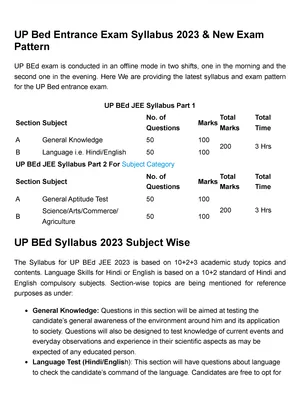 B.ED Entrance Exam Syllabus