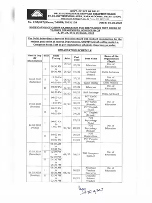 DSSSB Exam Calendar 2023