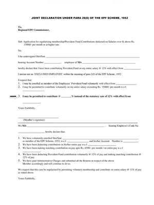 Joint Declaration Form For Higher Pension