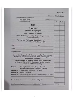 Madhyamik English Question Paper 2025