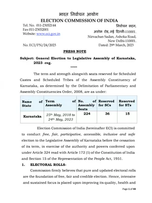 Karnataka Assembly Election Date 2023