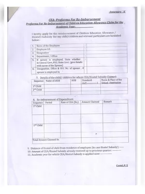 Reimbursement Children’s Education Allowance Form