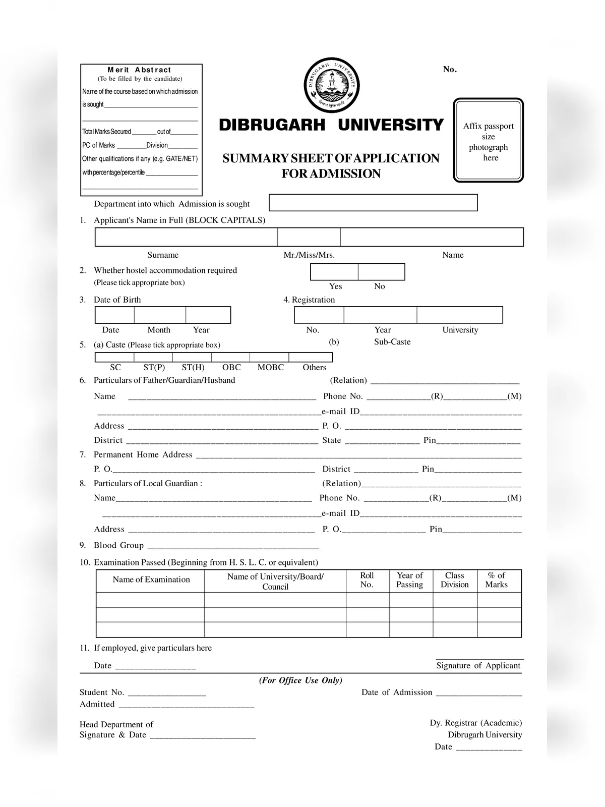 Dibrugarh University Registration Form 2023 PDF – InstaPDF 