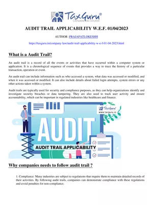 Audit Trail Applicability Notification