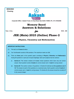 JEE Mains 2023 Question Paper