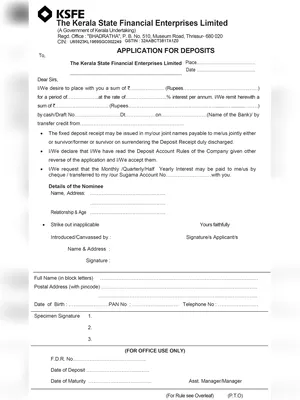 KSFE FD Form