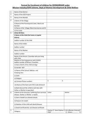 Mission Vatsalya Application Form