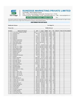 Sunedge Product Price List