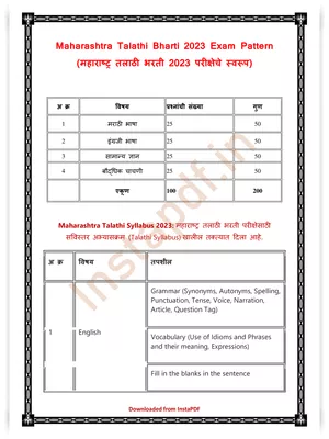 Maharashtra Talathi Bharti Syllabus 2023