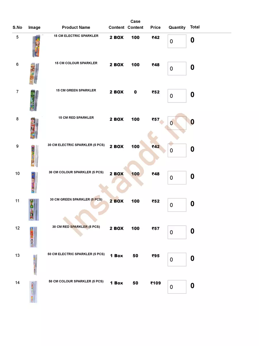 2nd Page of Kannan Crackers Price List 2024 PDF