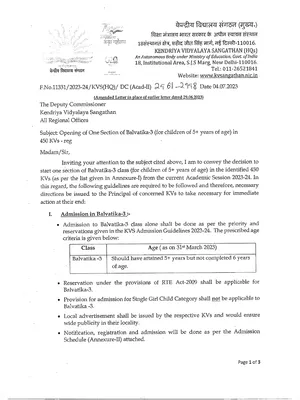 KVS Balvatika Recruitment 2023 Notification PDF