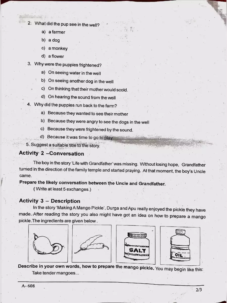 2nd Page of 6th Standard Onam Exam Question Paper 2022 PDF
