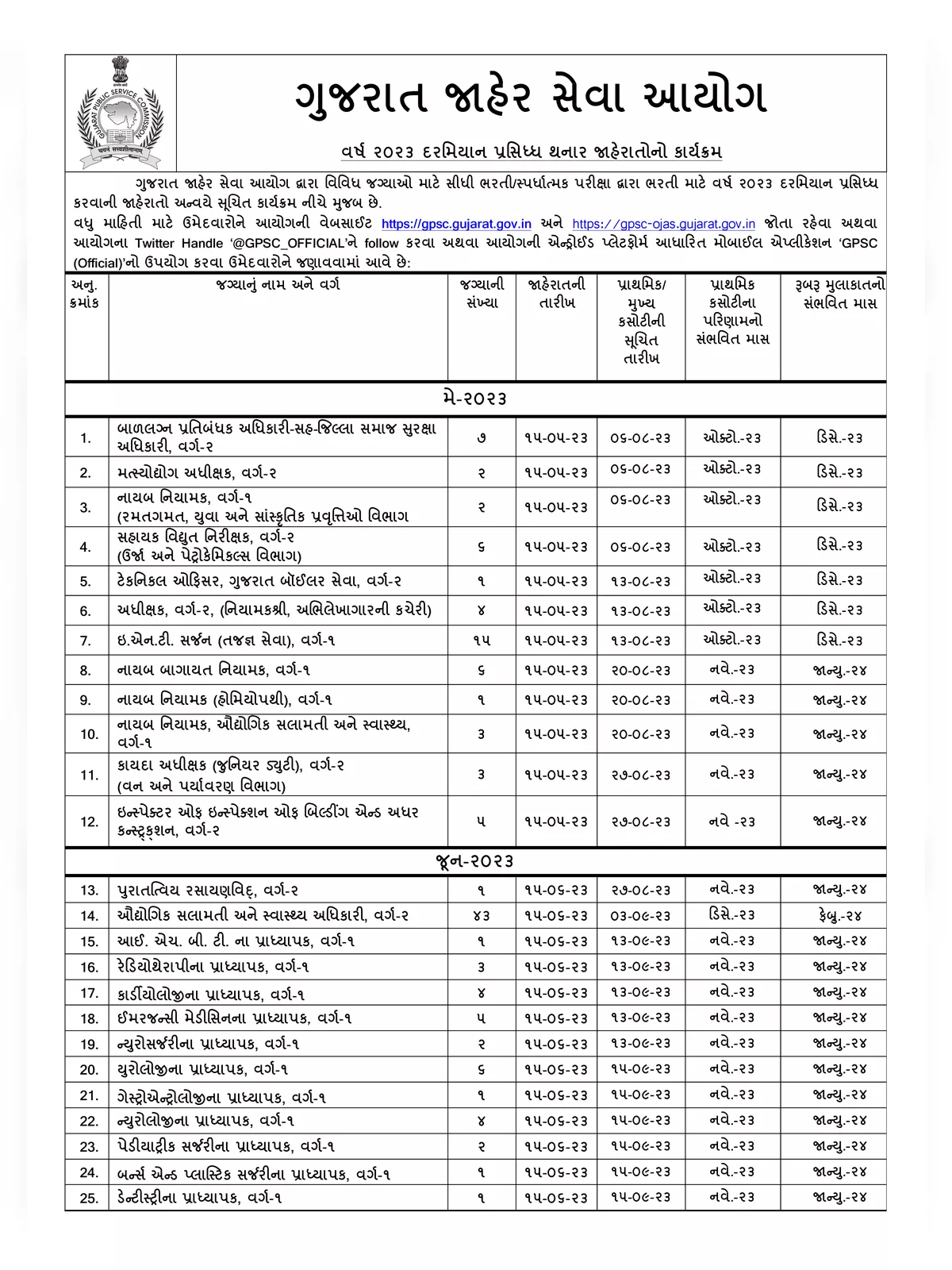 Gpsc Calendar 2025 Gujarat Pdf Download 