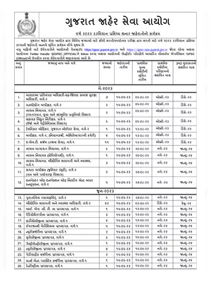 GPSC Calendar 2023