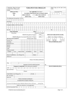 TDS/TCS Tax Challan Form 281