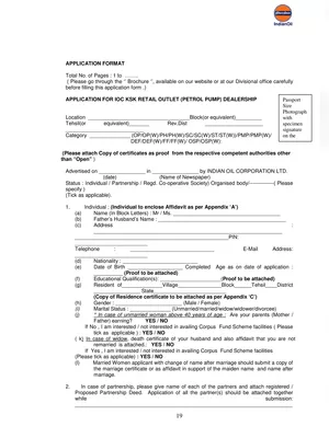 Indian Oil Petrol Pump Dealership Application Form PDF