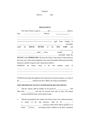 Rent Agreement Format PDF