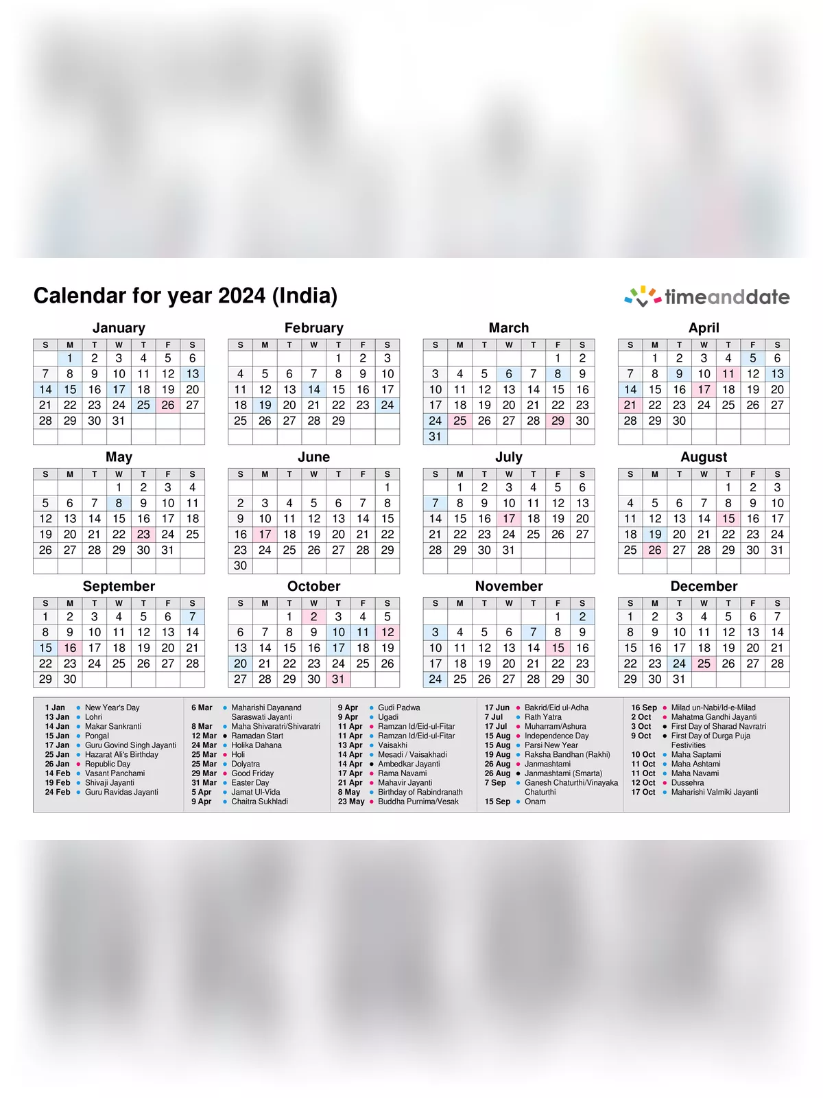 2024 Calendar with Indian Holidays PDF – InstaPDF