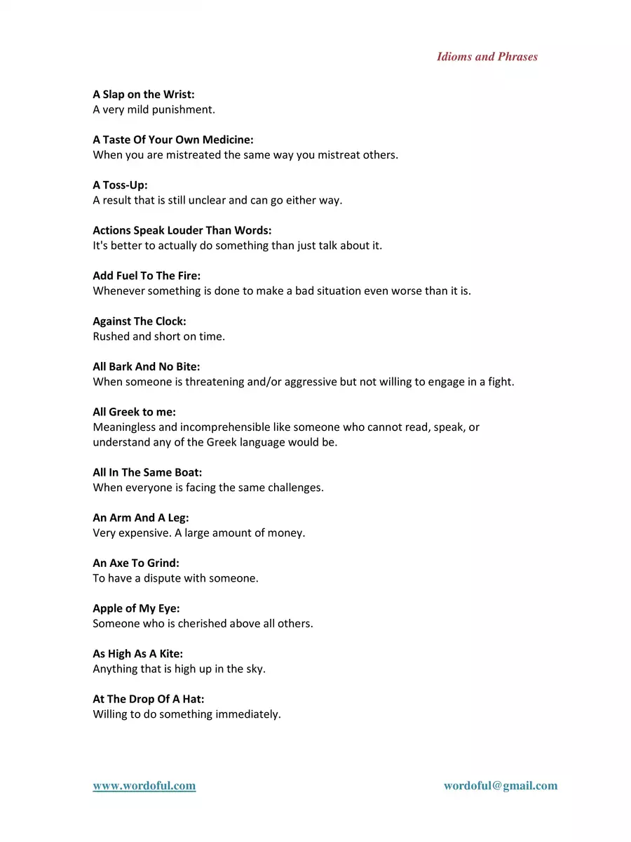 2nd Page of 5000 Idioms and Phrases PDF