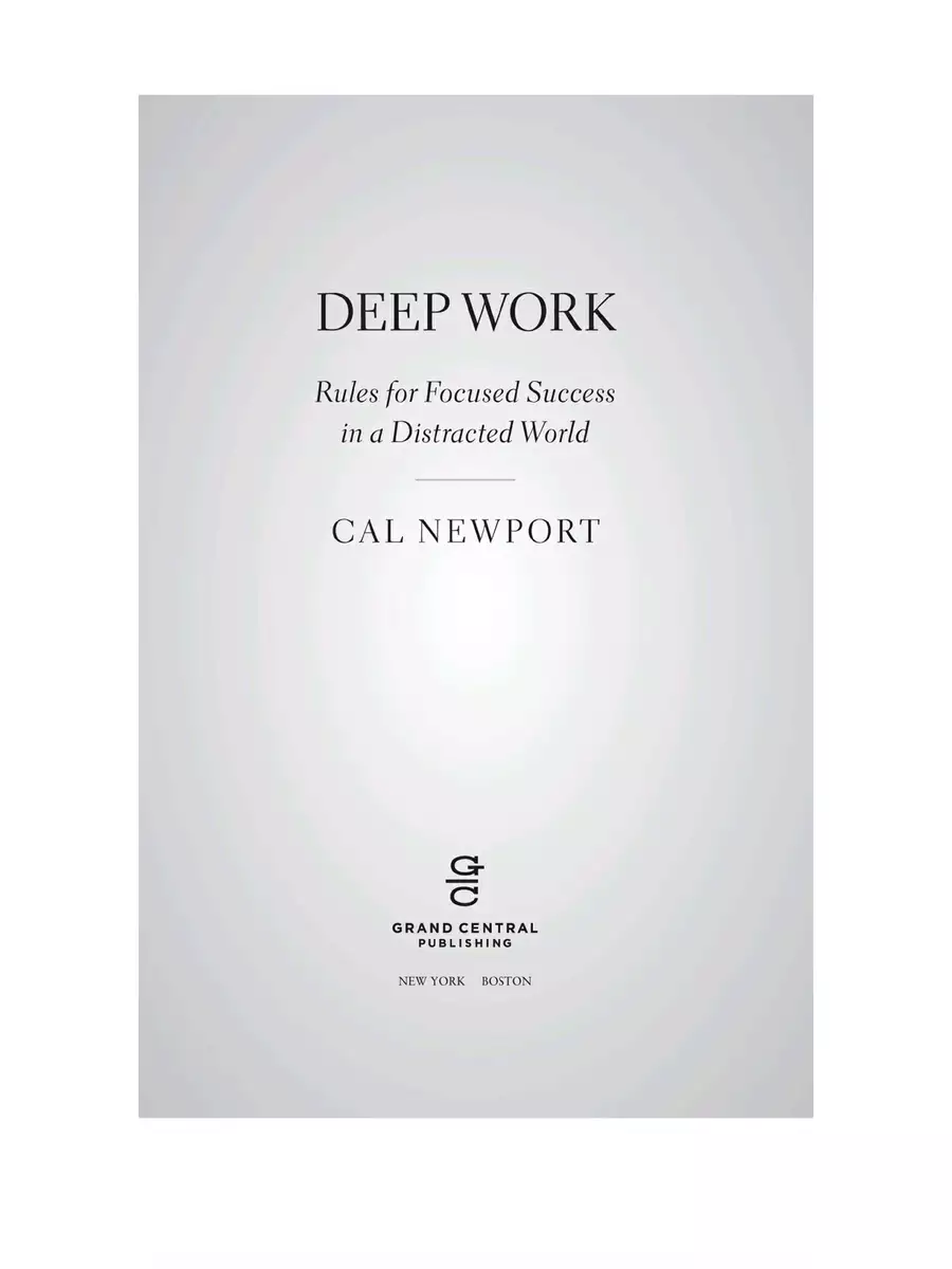 2nd Page of Deep Work Book PDF
