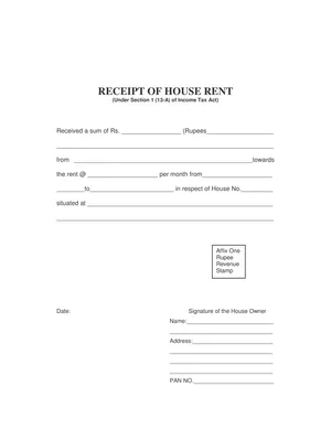 House Rent Receipt PDF