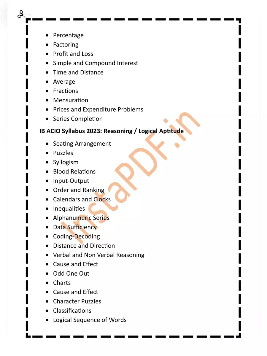 2nd Page of IB ACIO Syllabus PDF