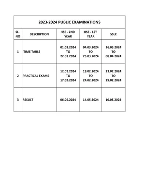 11th Public Exam Time Table 2024