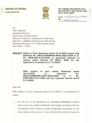 Arvind Kejriwal Letter to ED