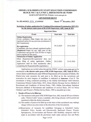 OSSSC Recruitment 2024 Notification for 2895 Vacancies