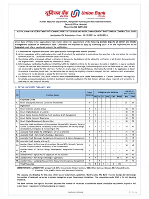 Union Bank of India Recruitment Notification 2023