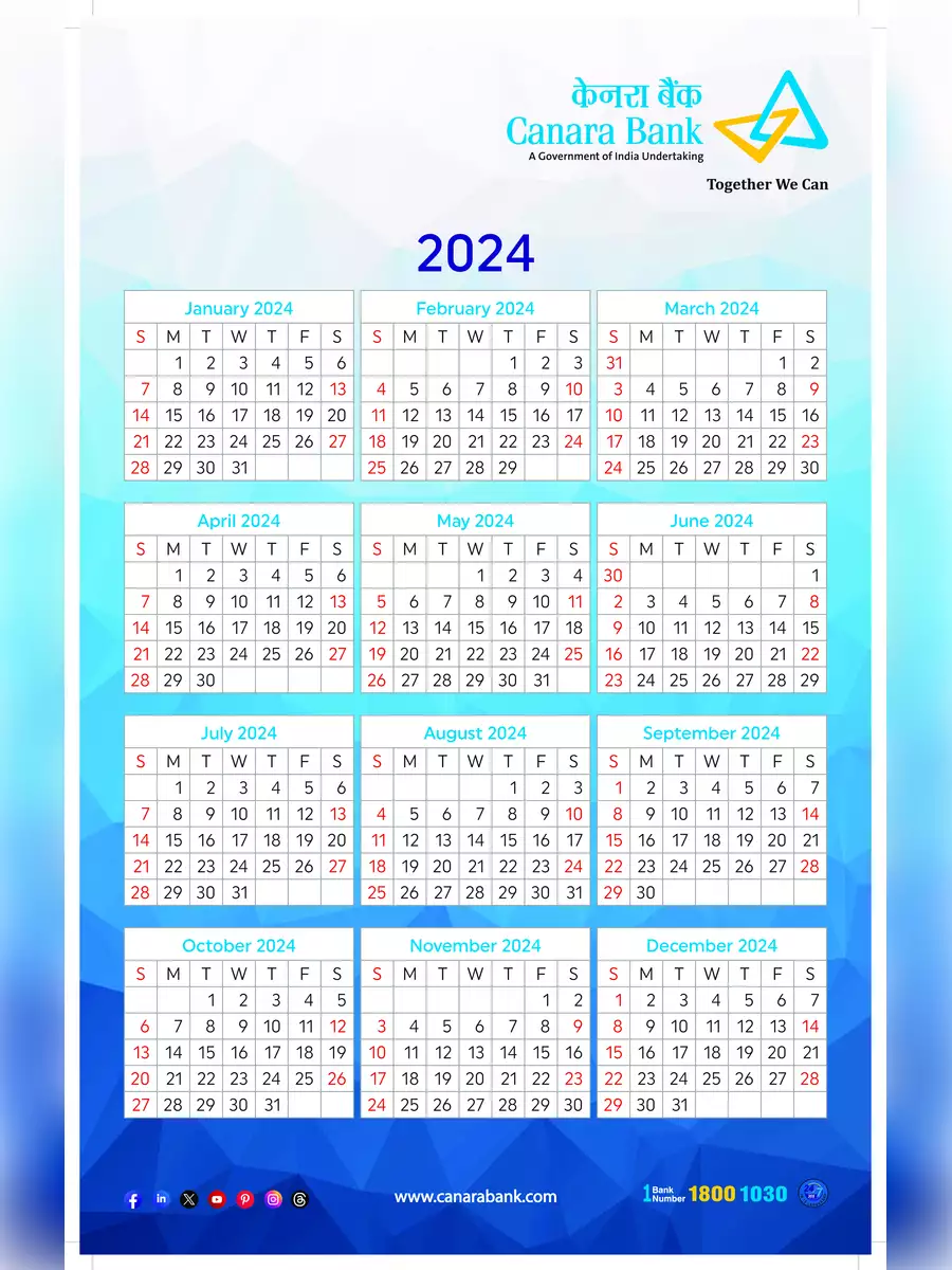 2nd Page of Canara Bank Calendar 2024 PDF