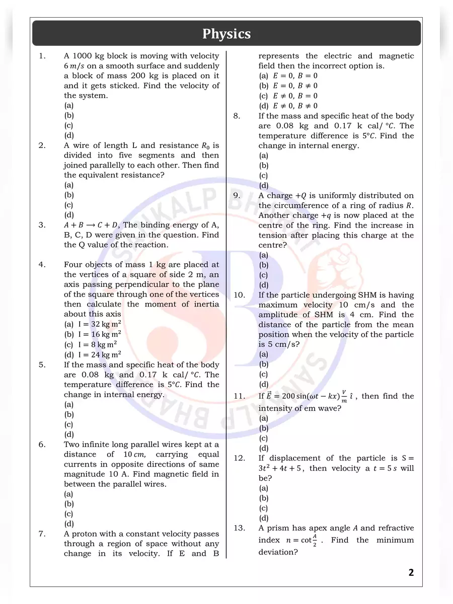 2nd Page of JEE Mains 2024 Question Paper PDF