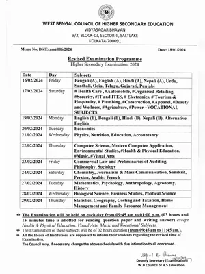 2024 HS Exam Routine West Bengal PDF