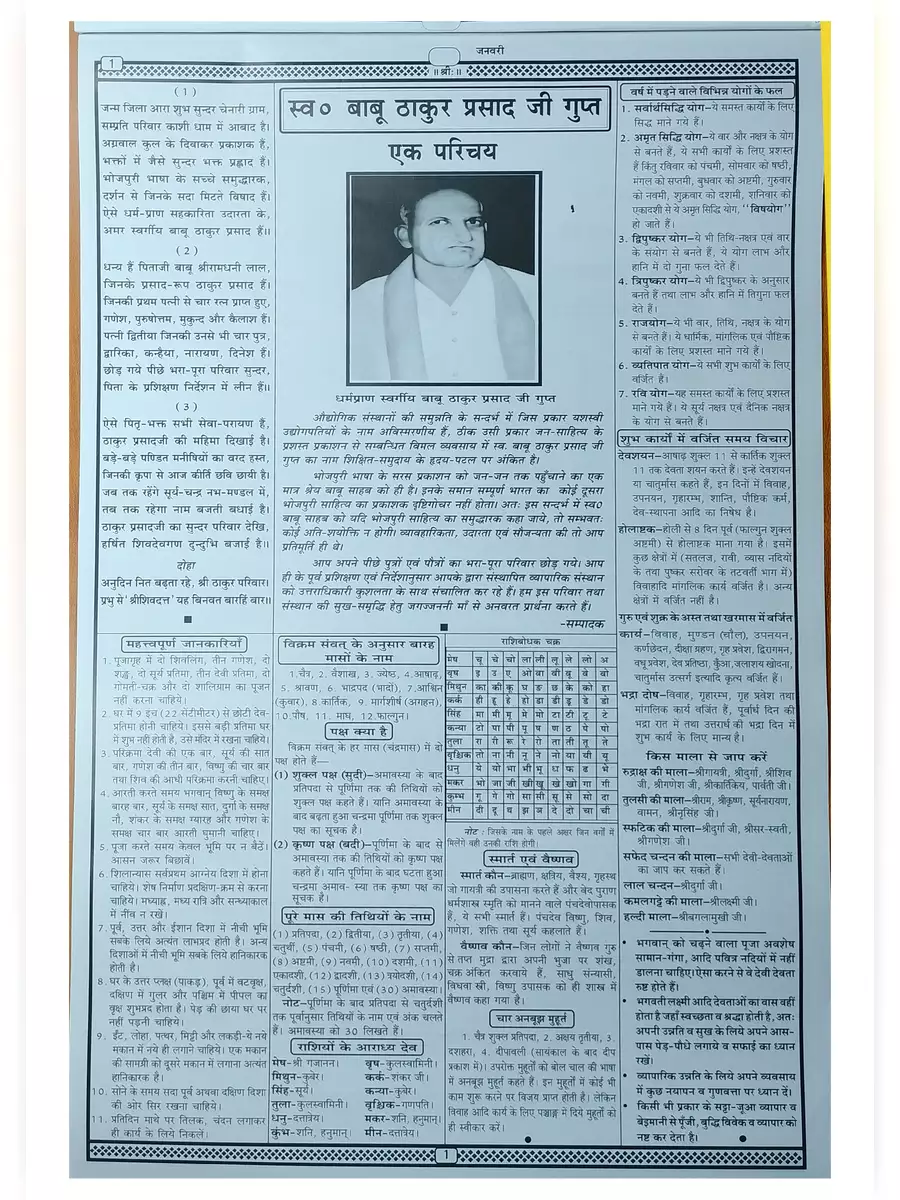 2nd Page of Thakur Prasad January Calendar 2024 PDF