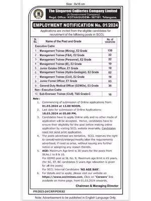 SCCL Singareni Notification 2024