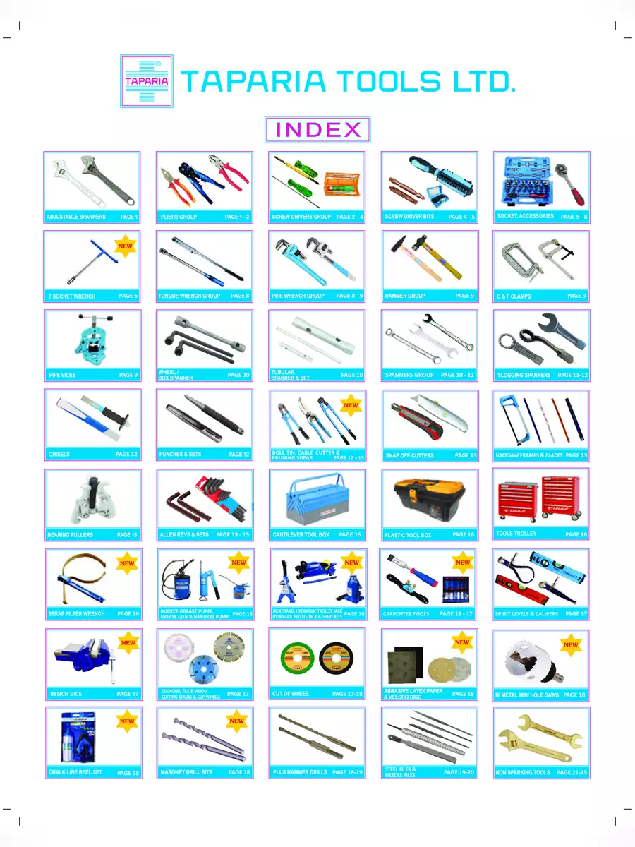 2nd Page of Taparia Tools Products Price List 2024 PDF