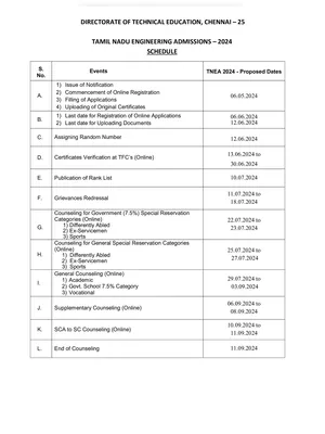 TNEA Schedule 2024