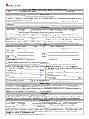 ICICI FD Form